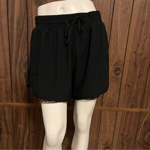 Fabletics Sloane Running Short Black/Smokey Runyon Athletic Shorts Sz L
